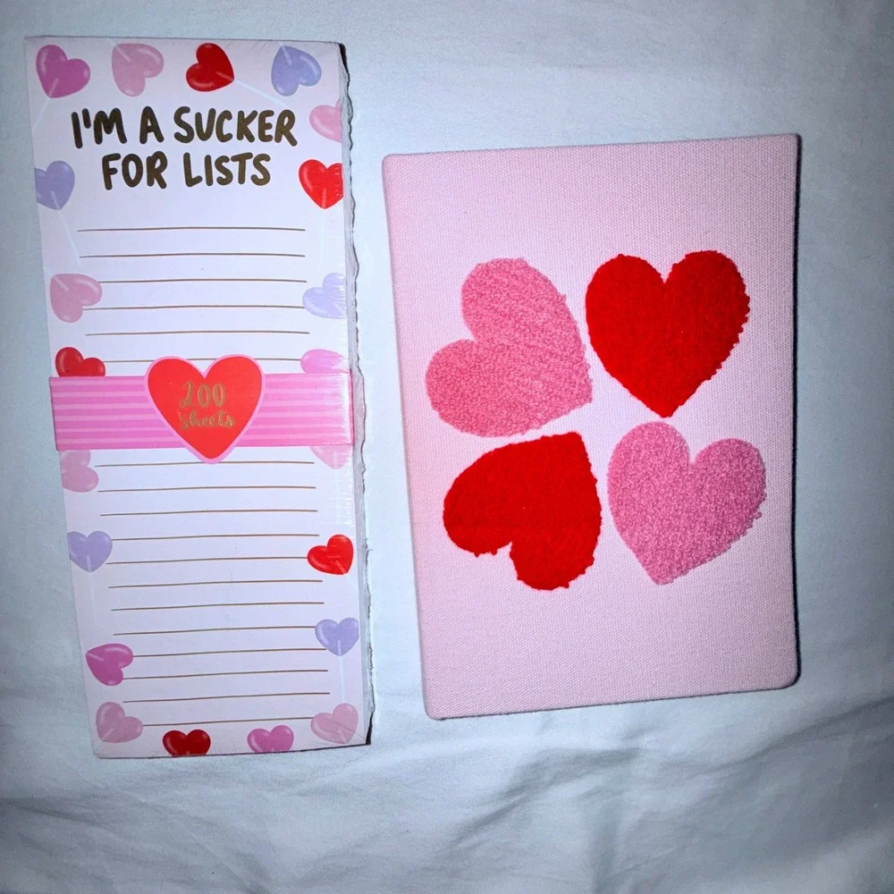 Dayna Lee‎ Molly & Rex Notepad Journal Set Pink Red New Heart Chenille List Pad